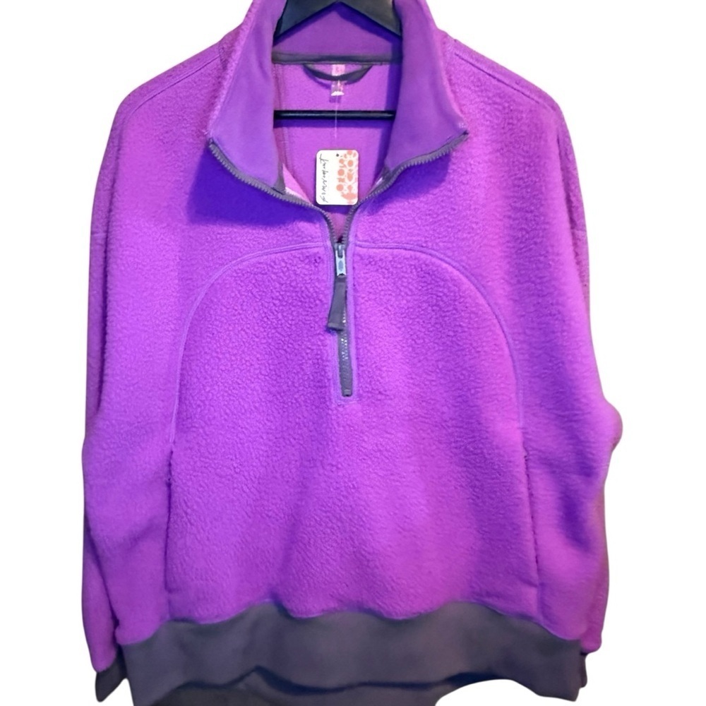 New Medium Free People FP Movement Hit the Slopes Ski Fleece Quarter Zip Purple